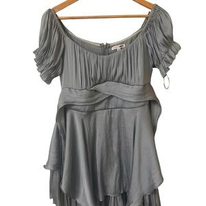 Powder Blue Fashion Nova Satin Romper size medium